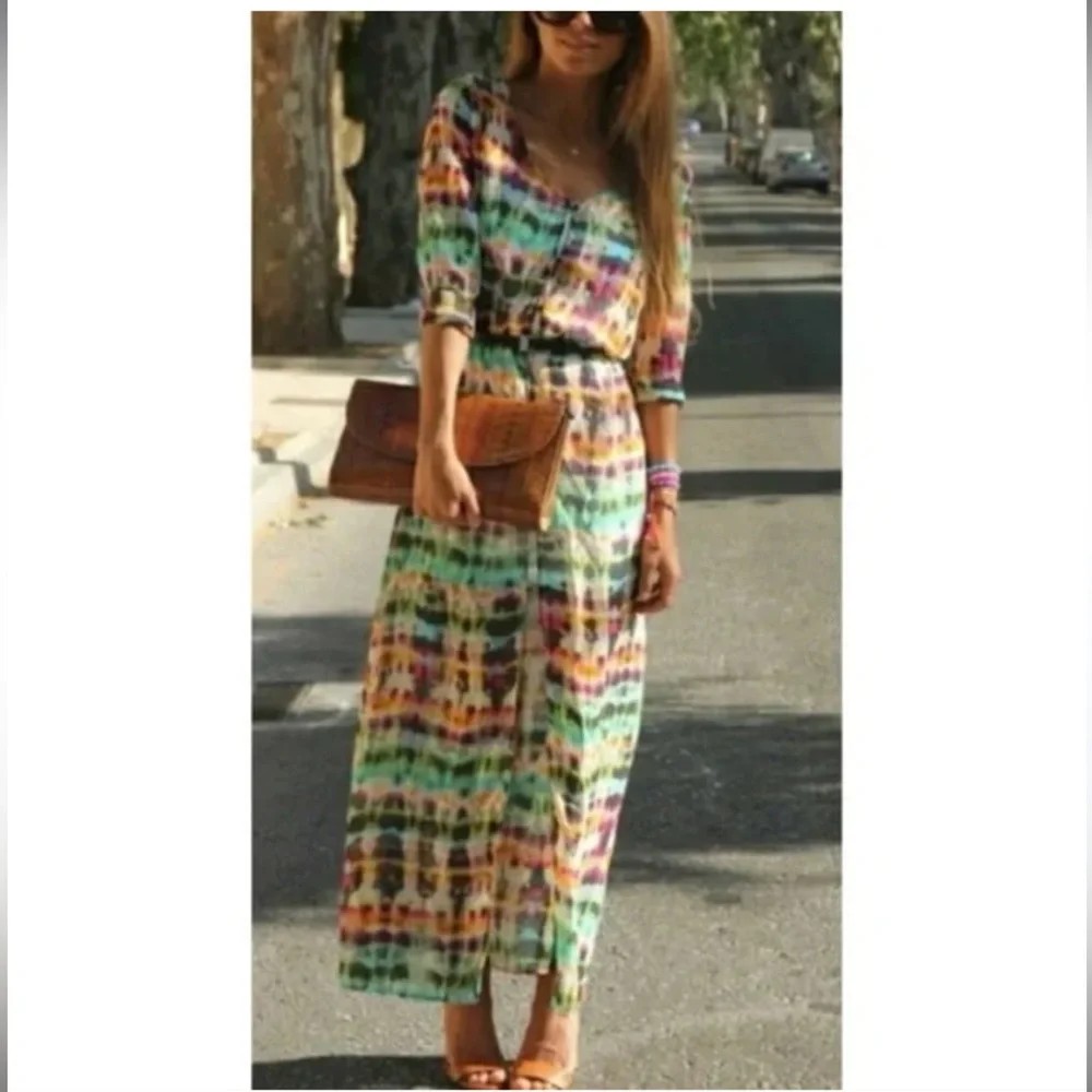 Colorful mesh long cover up dress for women - Picture 1 of 5